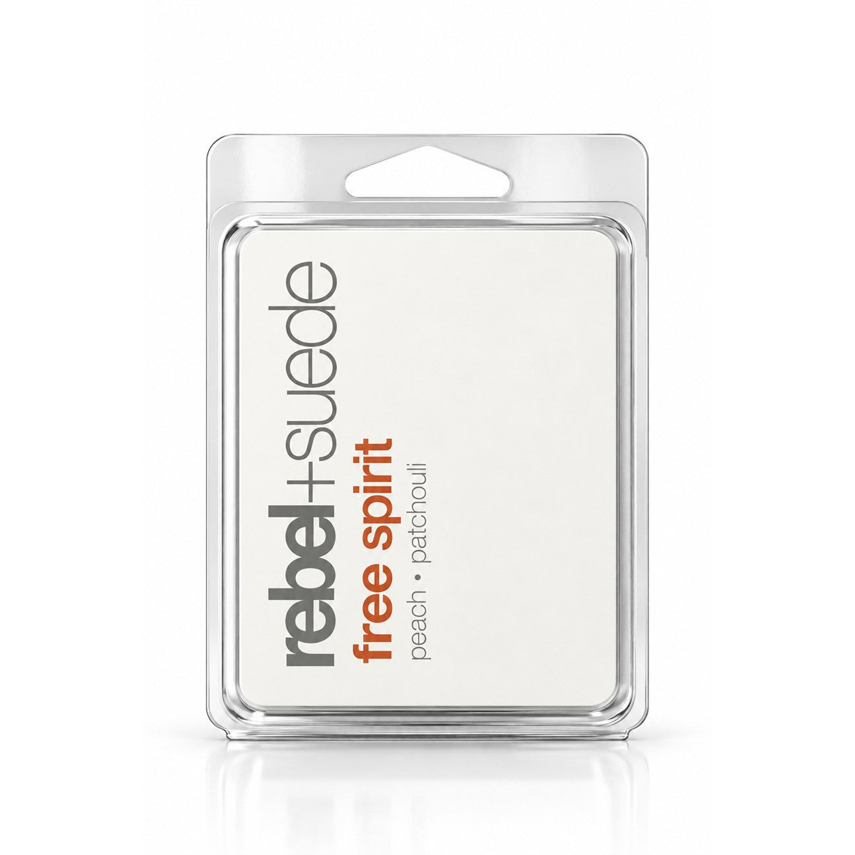 rebel+suede free spirit wax melt with peach and patchouli notes