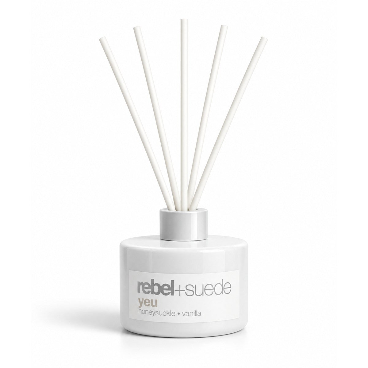 rebel+suede yeu reed diffuser set with honeysuckle and vanilla notes