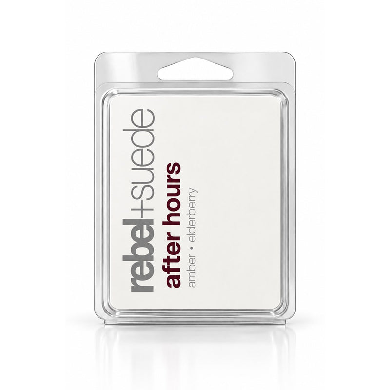 rebel+suede after hours wax melt with amber and elderberry notes