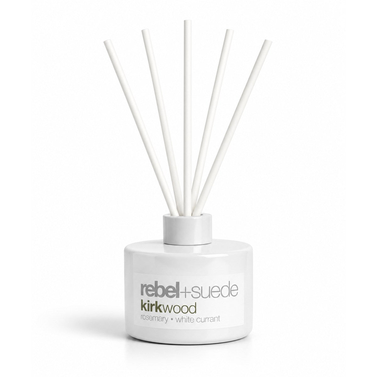 rebel+suede kirkwood reed diffuser set with rosemary and white currant notes