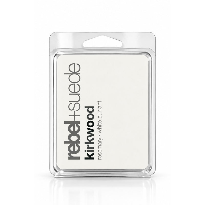 rebel+suede kirkwood wax melt with rosemary and white currant notes