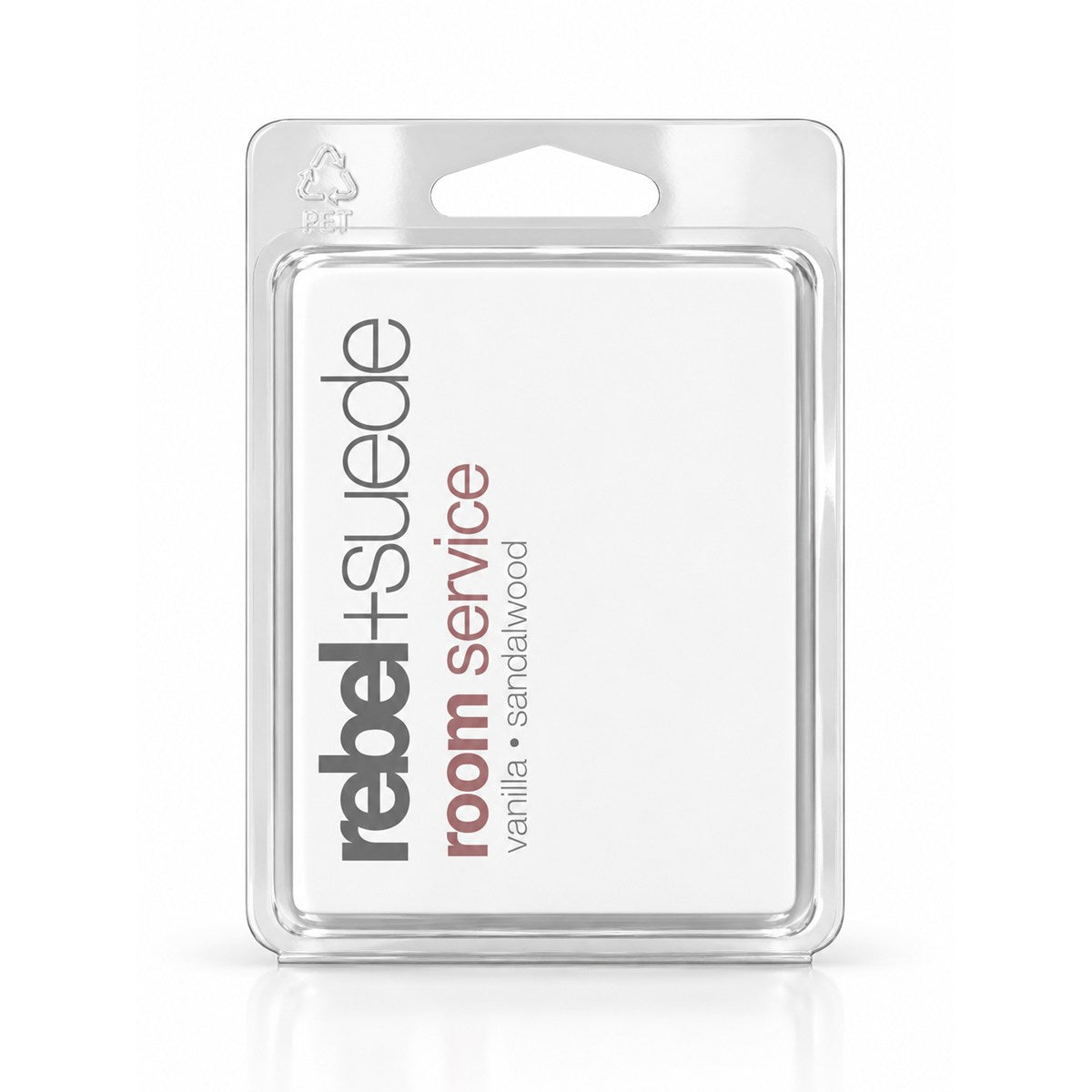 rebel+suede room service wax melt with vanilla and sandalwood notes