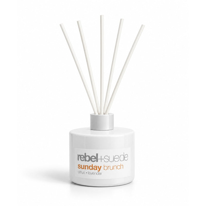 rebel+suede sunday brunch reed diffuser set with citrus and lavender notes