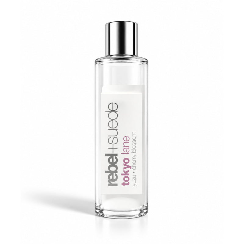 rebel+suede tokyo lane diffuser oil refill with yuzu and cherry blossom notes